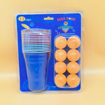 Joc de Baut BEER PONG, Flippy, Set din 12 Mingi de Tenis si 12 Pahare Reutilizabile, Joc Interactiv pentu Adulti,