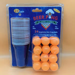 Joc de Baut BEER PONG, Flippy, Set din 24 Mingi de Tenis si 24 Pahare Reutilizabile, Joc Interactiv pentu Adulti,