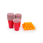 Joc de Baut BEER PONG, Flippy, Set din 24 Mingi de Tenis si 24 Pahare Reutilizabile, Joc Interactiv pentu Adulti,