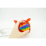 Jucarie antistres din silicon Flippy, Pop it Now and Flip It ,Mini Geanta, Iepuras, 6 cm, Curcubeu