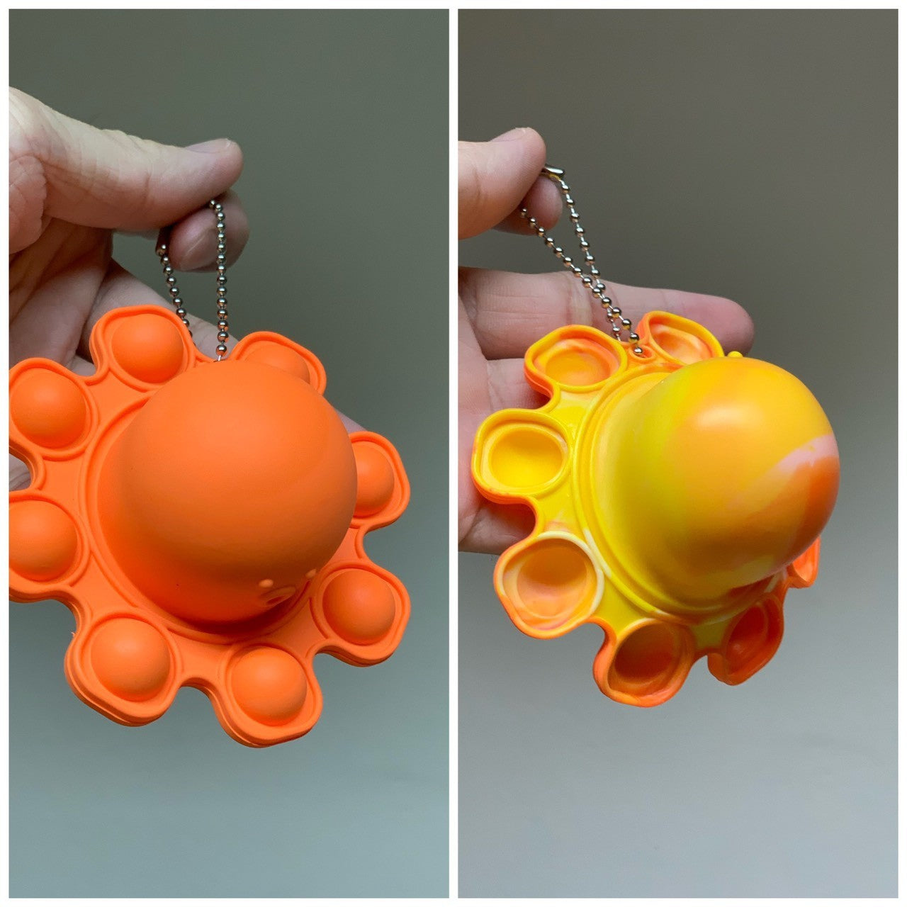 Jucarie Antistres, Flippy, Tip Pop It, Caracatita Reversibila, din Silicon, 20 x 10 cm, Portocaliu