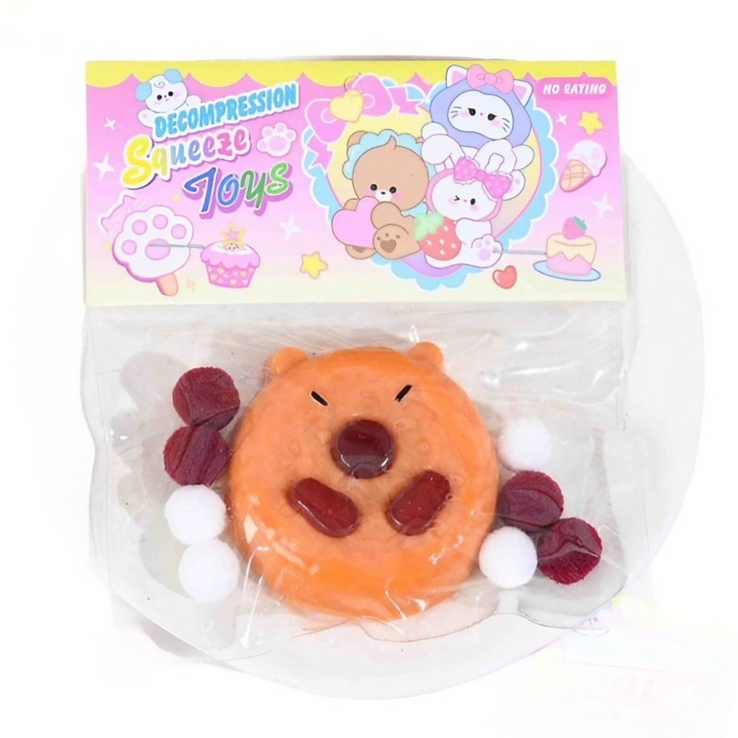 Jucarie Antistres Squishy, Flippy, cu Revenire Lenta, Squeeze Pinch Family, Forma de Biscuite Rotund, Model Capybara,