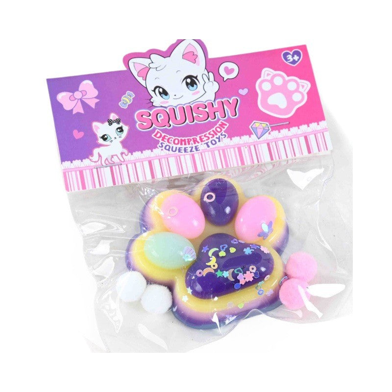 Jucarie Antistres Squishy, Flippy, cu Revenire Lenta, Labuta de Pisica Pufoasa, 7.5 cm, Ambalaj Transparent, Model