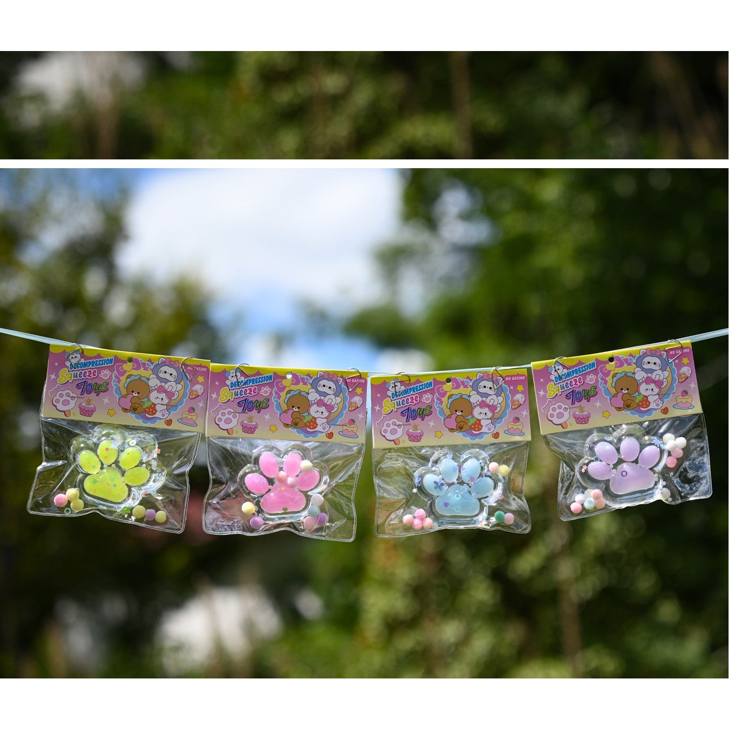 Jucarie Antistres Squishy, Flippy, cu Revenire Lenta, Labuta de Pisica Pufoasa, 7.5 cm, Ambalaj Transparent, Model