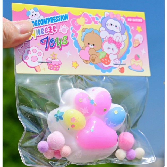 Jucarie Antistres Squishy, Flippy, cu Revenire Lenta, Labuta de Pisica Pufoasa, 7.5 cm, Ambalaj Transparent, Model