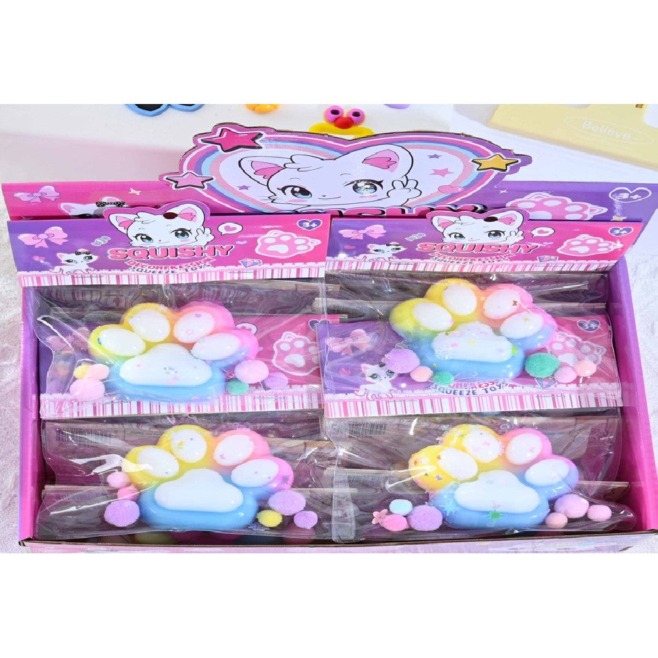 Jucarie Antistres Squishy, Flippy, cu Revenire Lenta, Labuta de Pisica Pufoasa, 7.5 cm, Ambalaj Transparent, Model