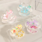 Jucarie Antistres Squishy, Flippy, Labuta de Pisica Pufoasa, cu Revenire Lenta, 7 x 6.5 cm, Model Flori 2, Transparent