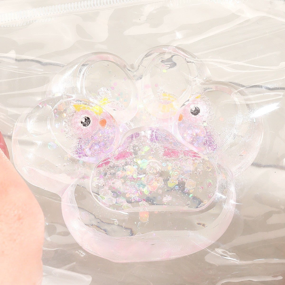 Jucarie Antistres Squishy, Flippy, Labuta de Pisica Pufoasa, cu Revenire Lenta, 7 x 6.5 cm, Model Ciuperca, Multicolor