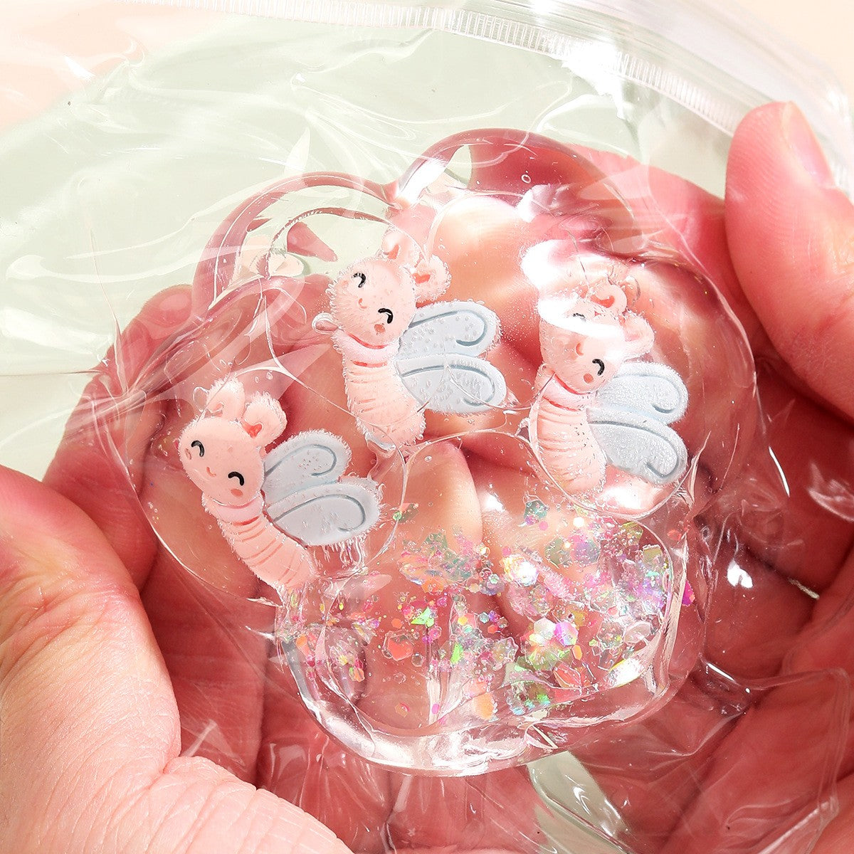 Jucarie Antistres Squishy, Flippy, cu Revenire Lenta, Squeeze Pinch Family, Model Cat Paw, 6.5 x 7 cm, din Tpr, 4-6