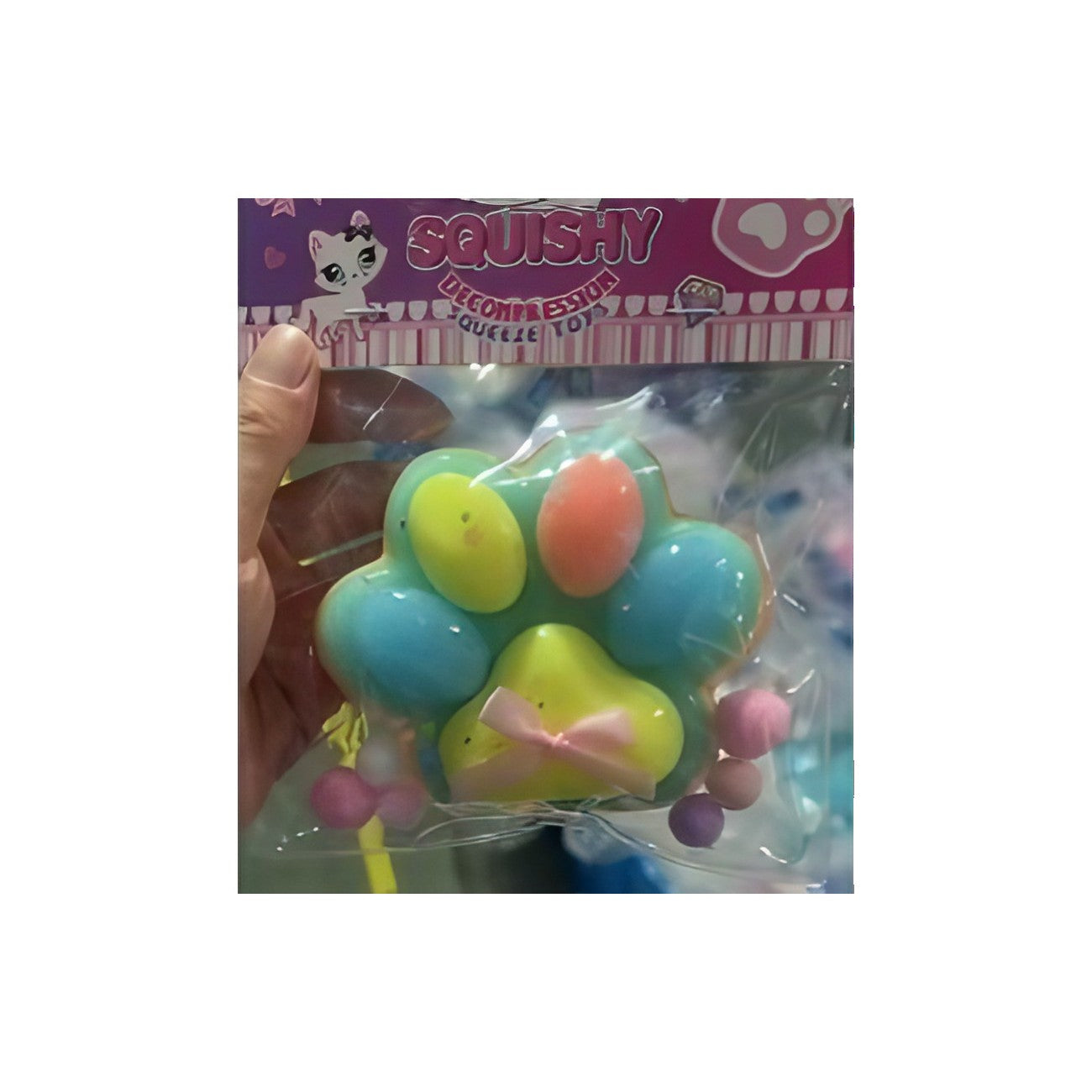 Jucarie Antistres Squishy, Flippy, cu Revenire Lenta, Squeeze Pinch Family, Model Cat Paw, 12.5x10.5 cm, 220g, Ambalaj