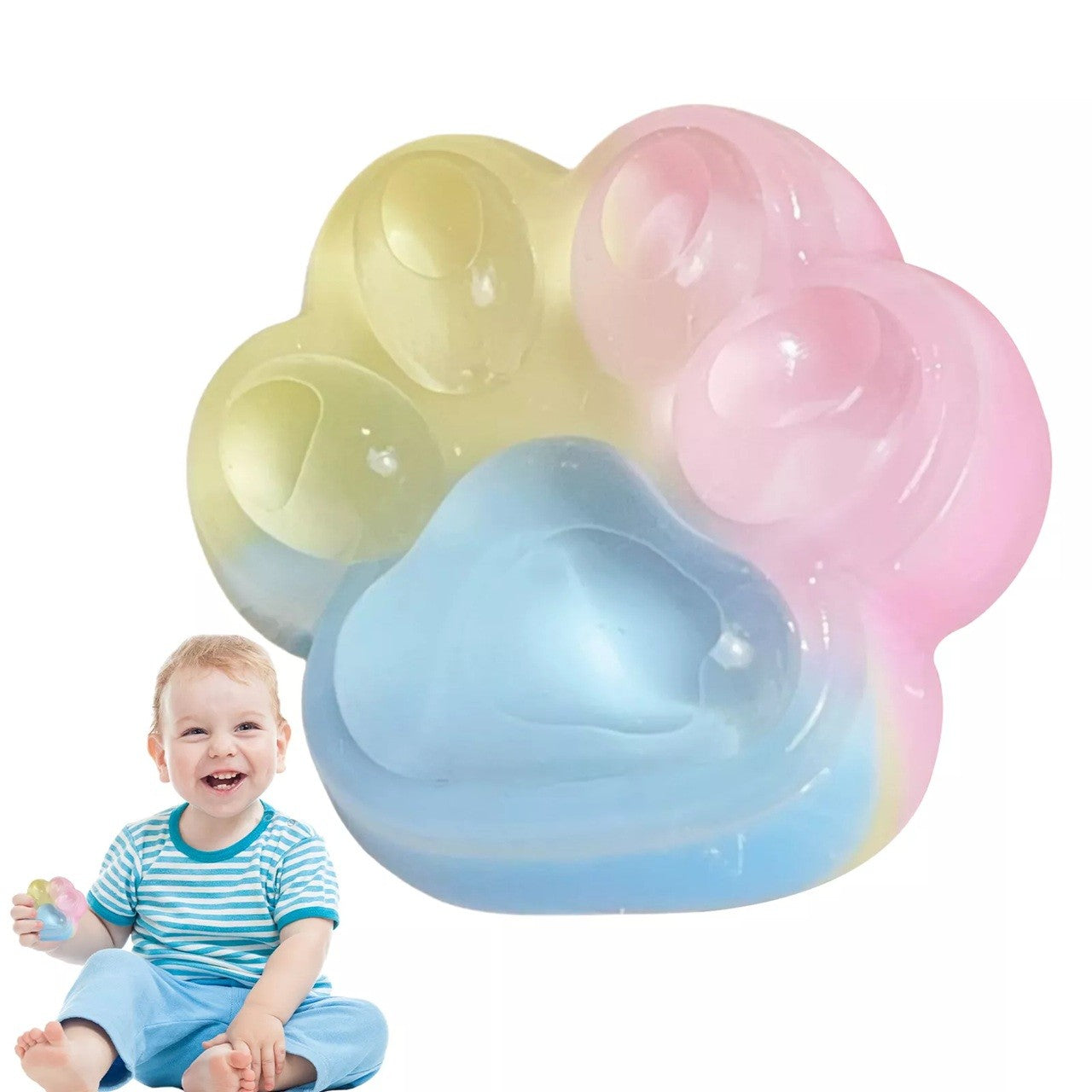 Jucarie Antistres Squishy, Flippy, cu Revenire Lenta, Squeeze Pinch Family, Model Cat Paw, 6.5 x 6 cm, din Tpr, 4-6