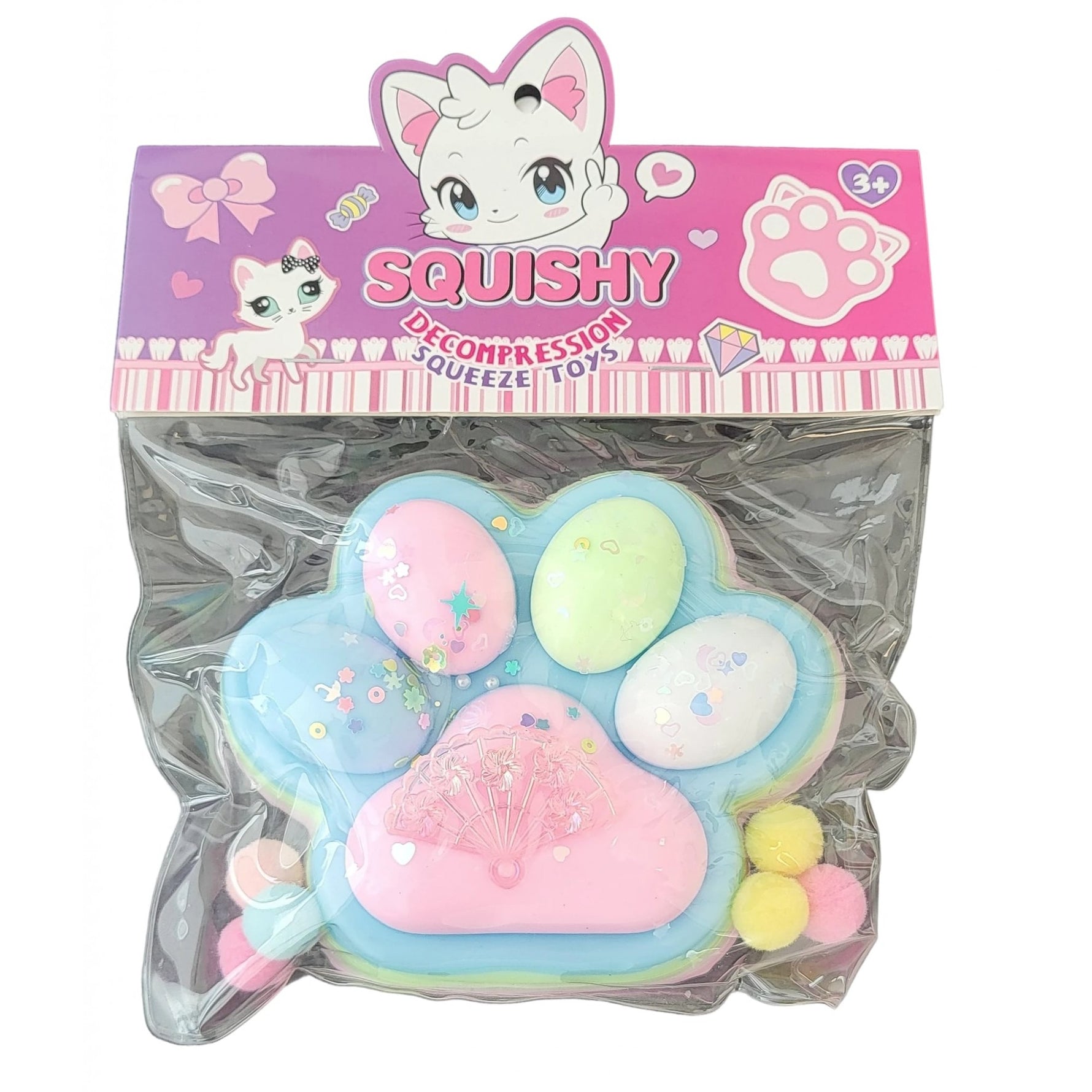 Jucarie Antistres Squishy, Flippy, cu Revenire Lenta, Model Labuta de Pisica, 200g, 12.5 x 10.5 cm Squeeze Pinch