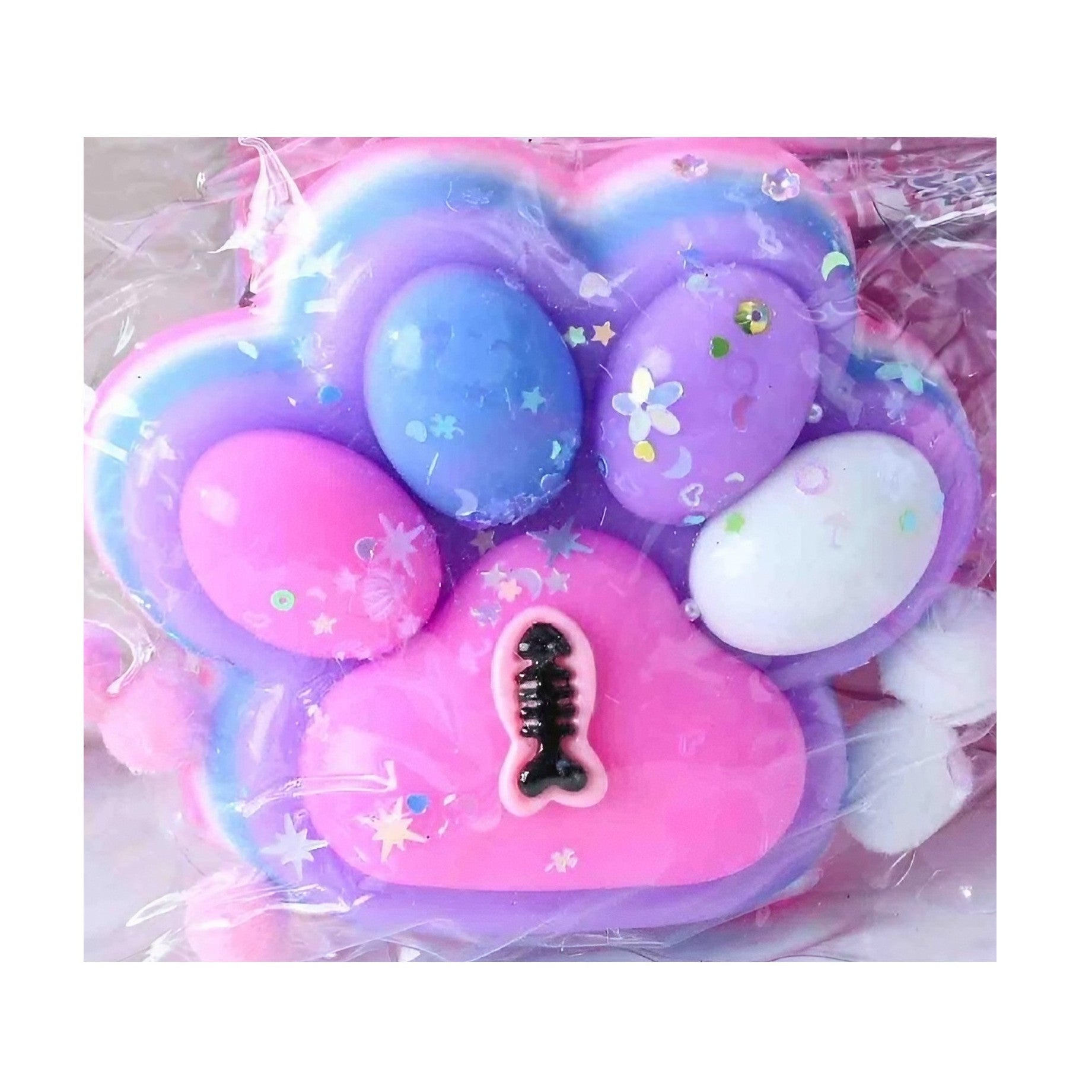 Jucarie Antistres Squishy, Flippy, cu Revenire Lenta, Model Labuta de Pisica, cu Pestisor, 220g, 12.5 x 10.5 cm Squeeze