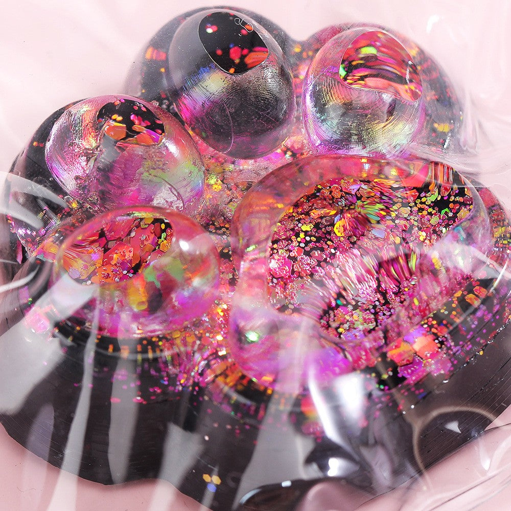 Jucarie Antistres Squishy, Flippy, cu Revenire Lenta, Squeeze Pinch Family, Model Labuta de Pisica cu Sclipici, 6.5x6