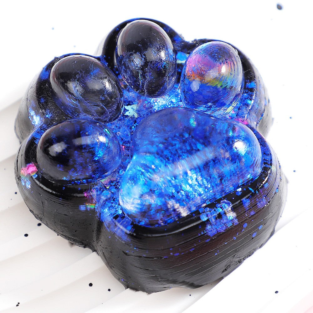 Jucarie Antistres Squishy, Flippy, cu Revenire Lenta, Squeeze Pinch Family, Model Labuta de Pisica cu Sclipici, 6.5x6