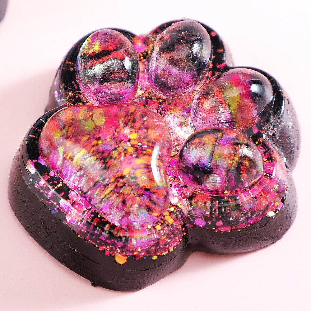 Jucarie Antistres Squishy, Flippy, cu Revenire Lenta, Squeeze Pinch Family, Model Labuta de Pisica cu Sclipici, 6.5x6
