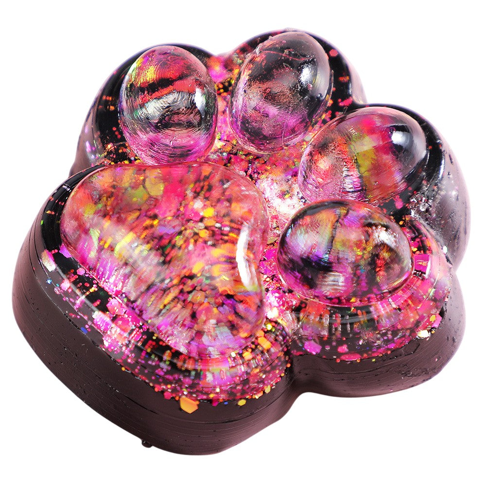 Jucarie Antistres Squishy, Flippy, cu Revenire Lenta, Squeeze Pinch Family, Model Labuta de Pisica cu Sclipici, 6.5x6