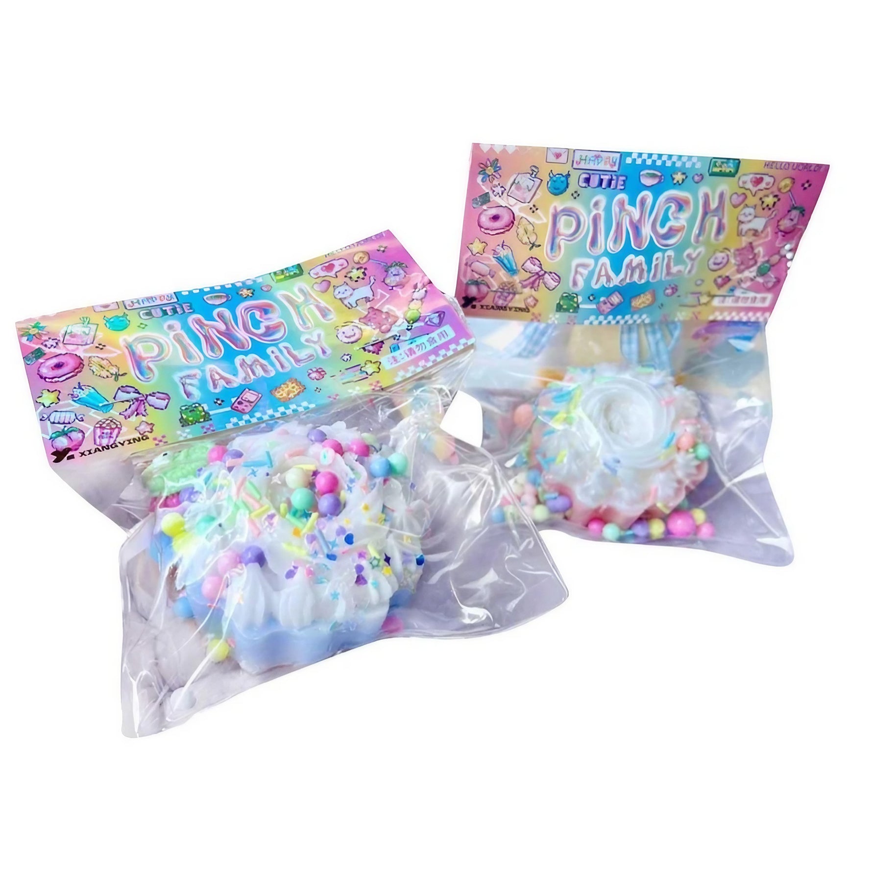 Jucarie Antistres Squishy, Flippy, cu Revenire Lenta, Squeeze Pinch Family, Model Prajitura, 8x8 cm, 90g, Ambalaj