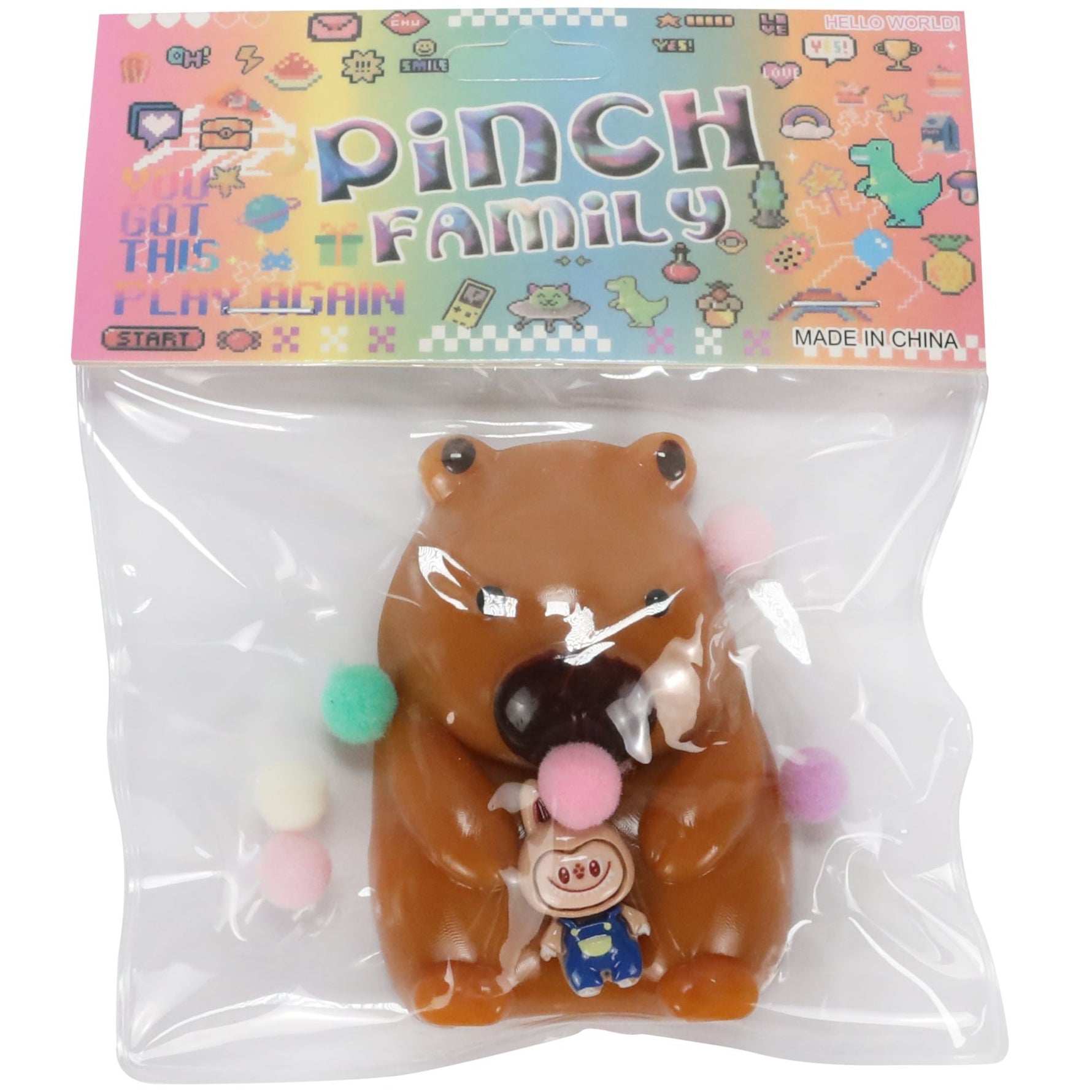 Jucarie Antistres Squishy, Flippy, cu Revenire Lenta, Squeeze Pinch Family, Model Urs, Ambalaj Transparent, 4.5 x 7.2