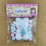Jucarie Antistres Squishy, Flippy, cu Revenire Lenta, Squeeze Pretty Girl, Model Animalut, Ambalaj Transparent, Alb