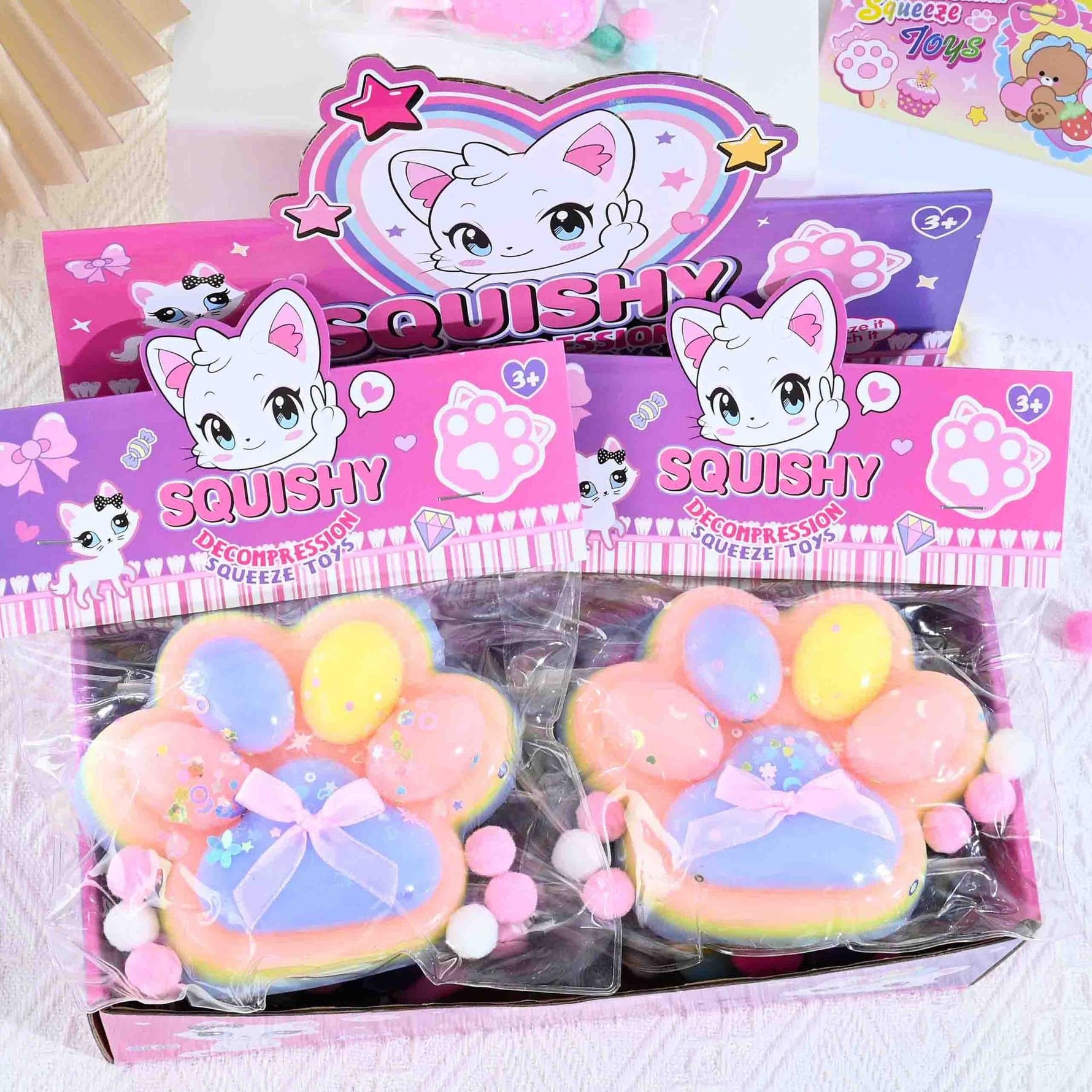 Jucarie Antistres Squishy, Flippy, cu Revenire Lenta, Squeeze Toys, Model Cat Paw, 12.5x10.5 cm, 220g, +3 Ani, din TPR,