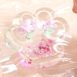 Jucarie Antistres Squishy, Flippy, Labuta de Pisica Pufoasa, cu Revenire Lenta, 7 x 6.5 cm, Model Flori 1, Transparent
