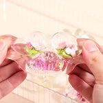 Jucarie Antistres Squishy, Flippy, Labuta de Pisica Pufoasa, cu Revenire Lenta, 7 x 6.5 cm, Model Flori 1, Transparent