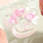 Jucarie Antistres Squishy, Flippy, Labuta de Pisica Pufoasa, cu Revenire Lenta, 7 x 6.5 cm, Model Inima, Multicolor
