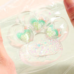 Jucarie Antistres Squishy, Flippy, Labuta de Pisica Pufoasa, cu Revenire Lenta, 7 x 6.5 cm, Model Inima, Multicolor