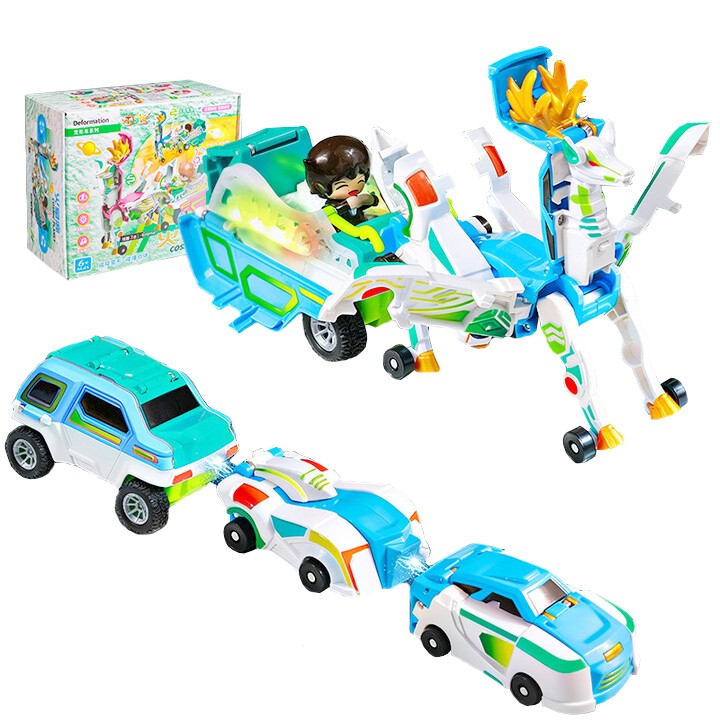 Jucarie Transformer Magnetica 3 in 1 Mars Deer Cosmic Planet, Flippy, 3 Masini Care se Transforma in Pegas Inaripat,