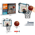 Cos de Baschet pentru Copii, Flippy, cu Tablou de Bord Electronic, Minge, Pompa, 2 Moduri, Interior/Exterior, Inel
