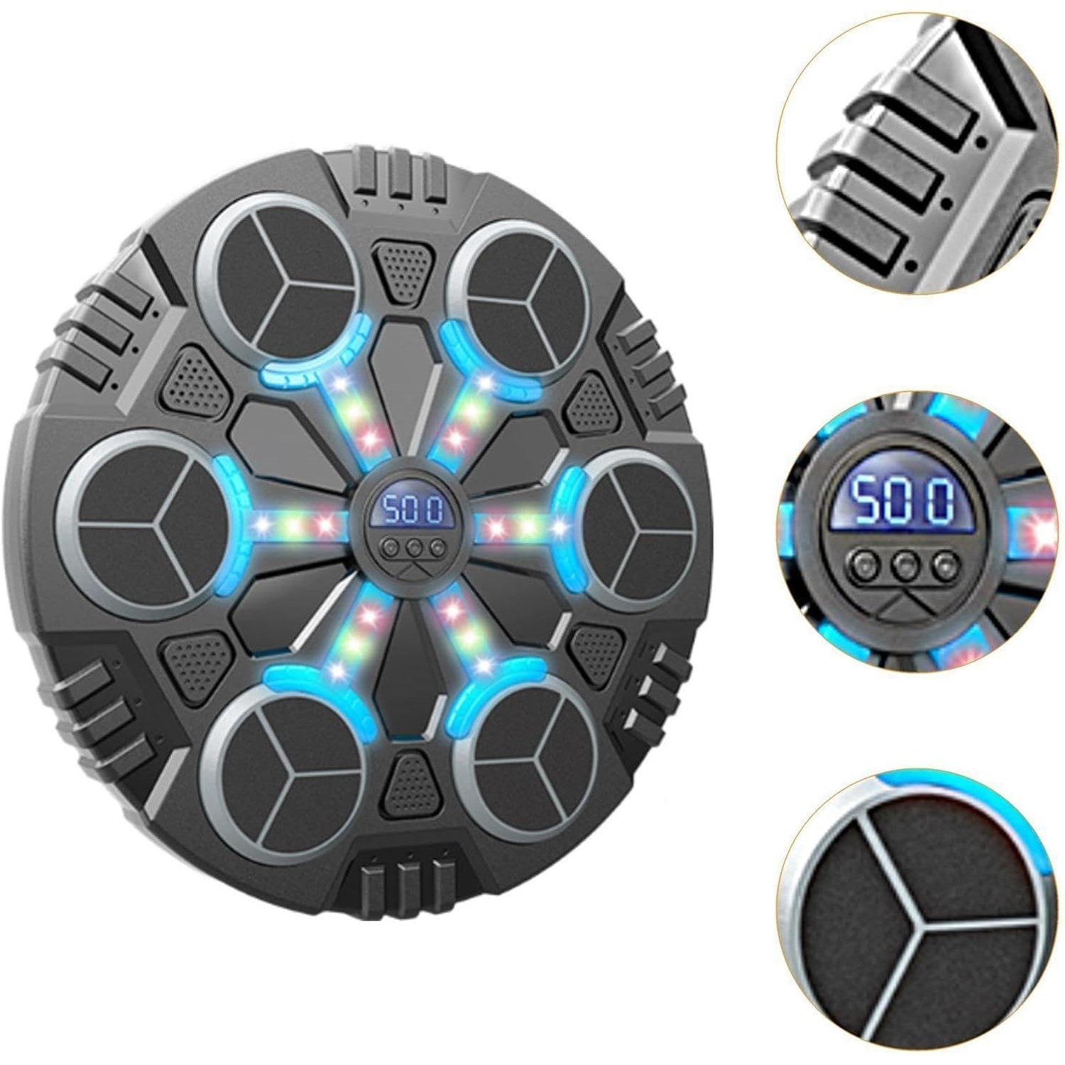 Jucarie de Boxat cu Muzica si Lumini, Flippy, Manusi Incluse, Bluetooth, Incarcare USB, Aplicare cu Ventuze, 6 Tinte,