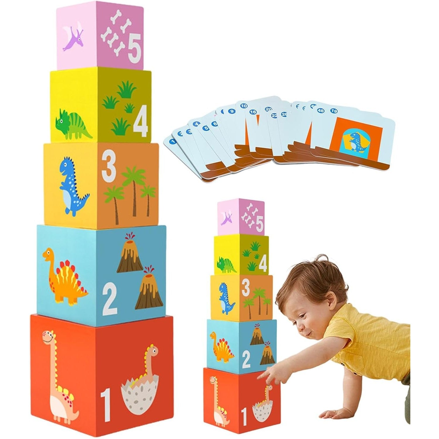 Jucarie de Construit, Flippy, Puzzle Box, Blocuri Stivuibile, 4-6 Ani, 5 Cuburi, 48 de Modele de Construit, 1 Manual,