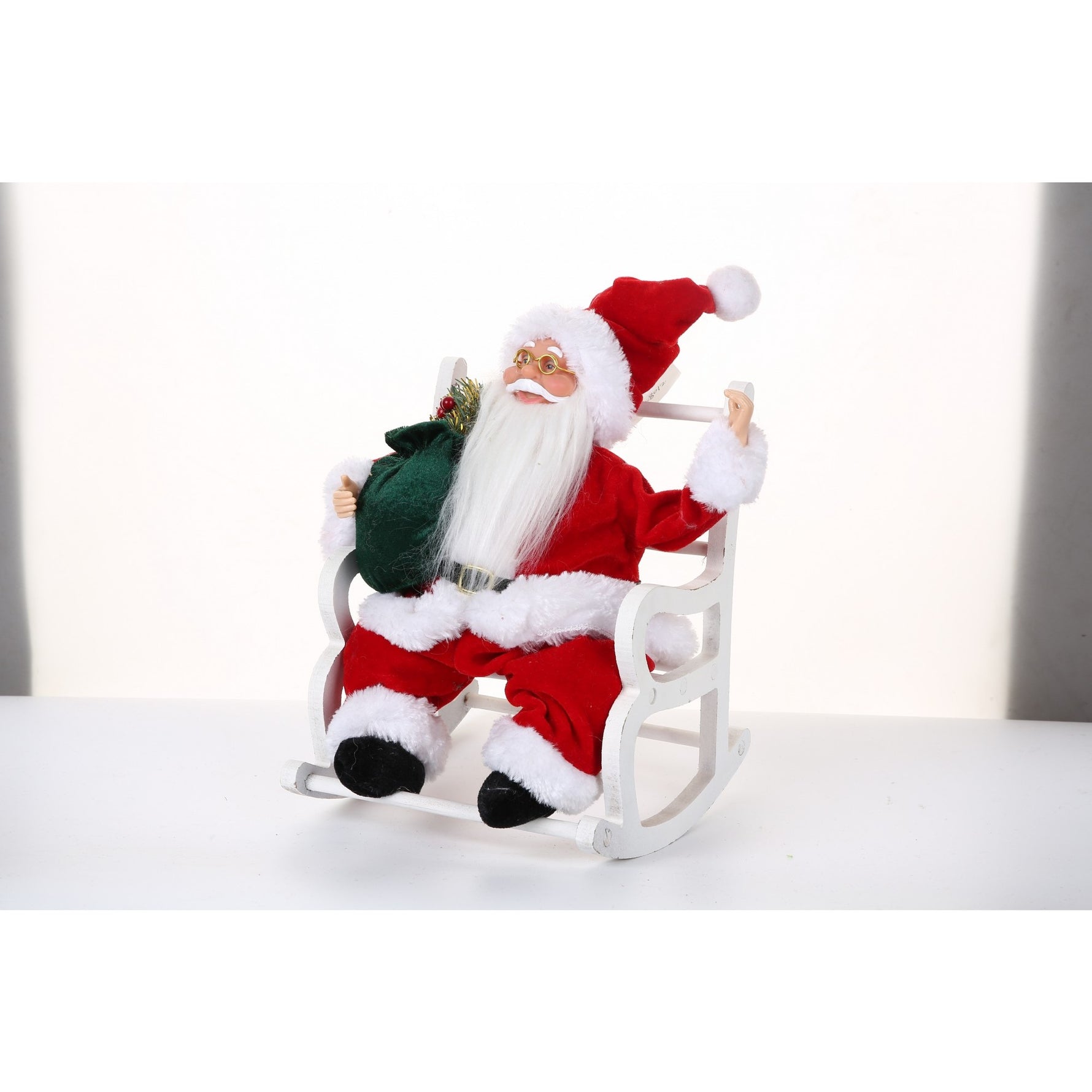 Jucarie decorativa, Flippy, Mos Craciun, 30 cm x 18 cm, grosime 18 cm, lana, tesatura de plus, poliester,