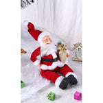 Jucarie decorativa, Flippy, Mos Craciun, 55 cm x 23 cm, grosime 25 cm, lana, tesatura de plus, poliester,