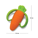 Jucarie dentitie bebelusi Flippy, morcov, 10x7.5x2.8 cm, cu manere de prindere, material silicon non-toxic, fara miros,