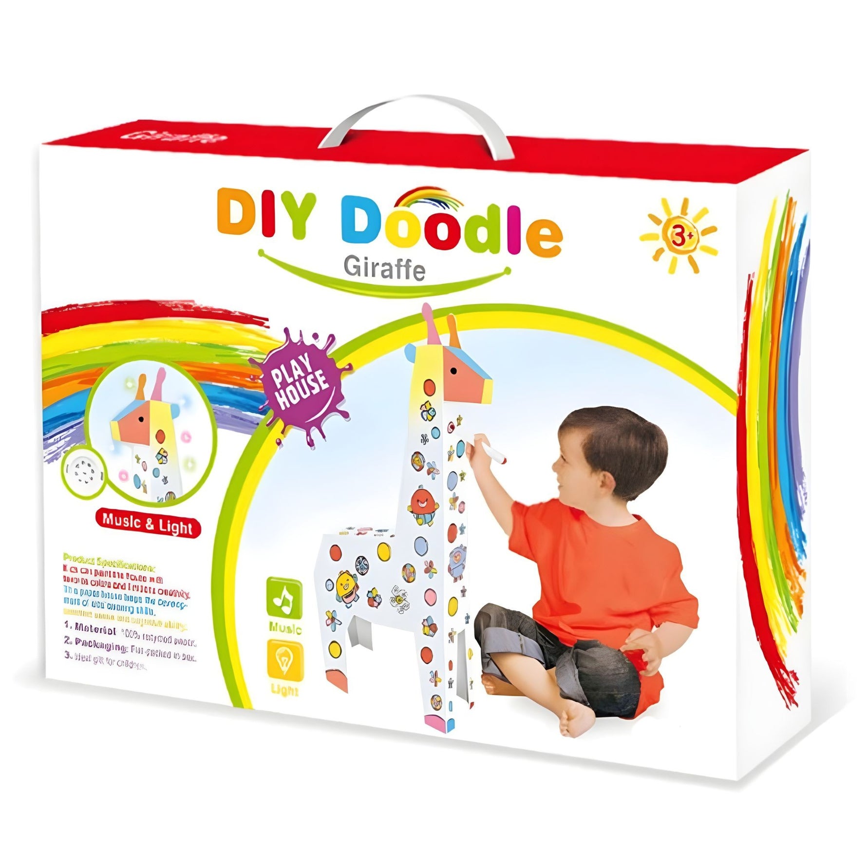 Jucarie Educativa pentru Copii, Flippy, Model Girafa 3D, Set de Asamblat si Colorat din Carton, Puzzle 3D Educativ, 31