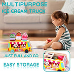 Jucarie Educativa Montessori, Flippy, Model Camion de Inghetata, Sortator Forme, 22 x 11 x 12 cm, 3+ ani, Multicolor