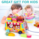 Jucarie Educativa Montessori, Flippy, Model Camion de Inghetata, Sortator Forme, 22 x 11 x 12 cm, 3+ ani, Multicolor