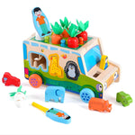 Jucarie Educativa Montessori, Flippy, Model Masinuta Educativa din Lemn 6 in 1, Sortator Forme, 1–3 ani, 23.7 x 17.5 x