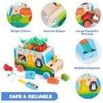 Jucarie Educativa Montessori, Flippy, Model Masinuta Educativa din Lemn 6 in 1, Sortator Forme, 1–3 ani, 23.7 x 17.5 x