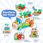 Jucarie Educativa Montessori, Flippy, Model Masinuta Educativa din Lemn 6 in 1, Sortator Forme, 1–3 ani, 23.7 x 17.5 x