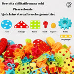 Jucarie Educativa Si Interactiva, Flippy, Set De Constructie Puzzle Din ABS Cu Bormasina Pentru Dezvoltatea