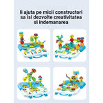 Jucarie Educativa Si Interactiva, Flippy, Set De Constructie Puzzle Din ABS Cu Bormasina Pentru Dezvoltatea