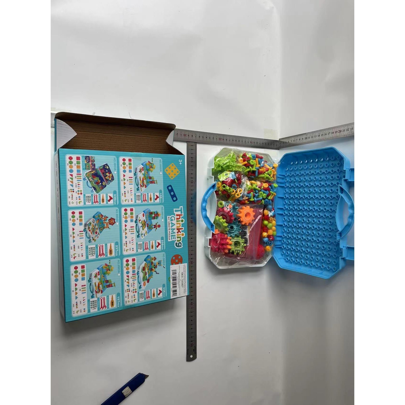 Jucarie Educativa Si Interactiva, Flippy, Set De Constructie Puzzle Din ABS Cu Bormasina Pentru Dezvoltatea