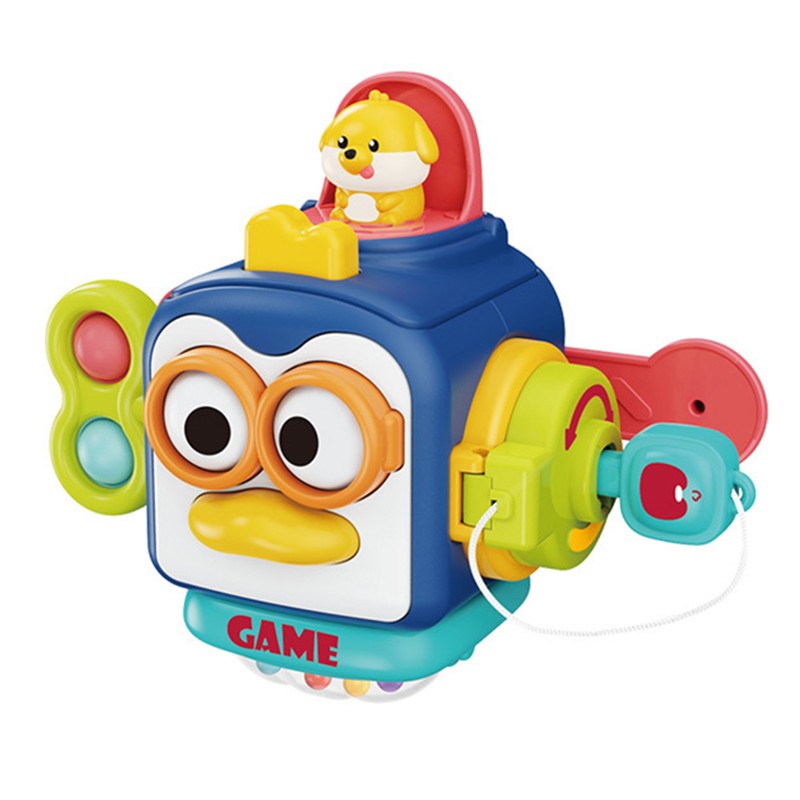 Jucarie interactiva Montessori, Flippy, Jucarie pentru Bebelusi, Model Pinguin Ocupat, din Plastic rezistent, Varsta