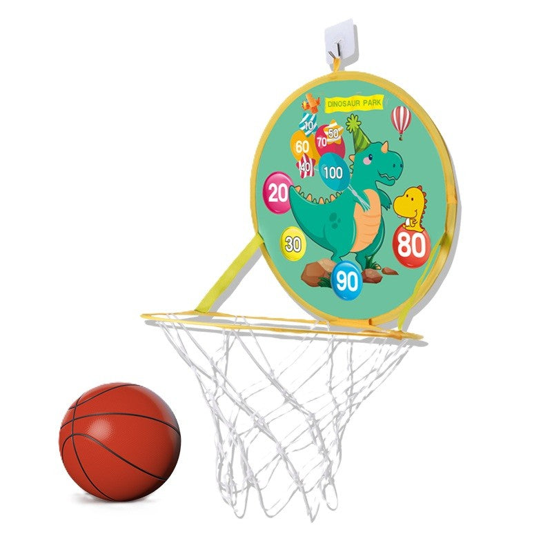 Jucarie Interactiva, Flippy, 2 in 1, Cos de Basket si Tinta de Darts, Minge 16 cm, Pompa, 8 Mingii cu Scai, Model