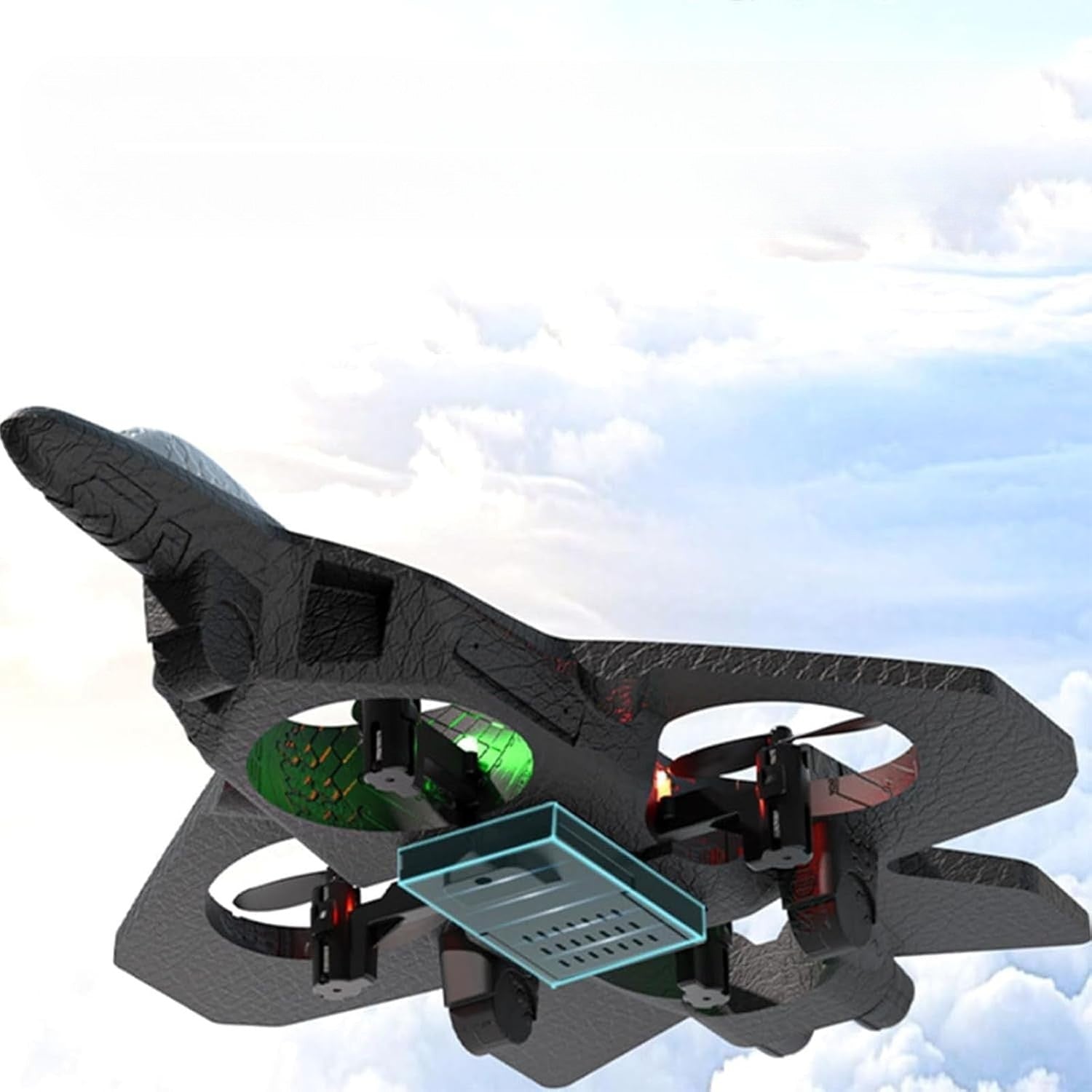 Avion de Lupta cu Telecomanda, Flippy, Tip Drona, din EVA (Spuma), cu Telecomanda, Incarcare USB, 2.4 GHz, Rotire 360°,