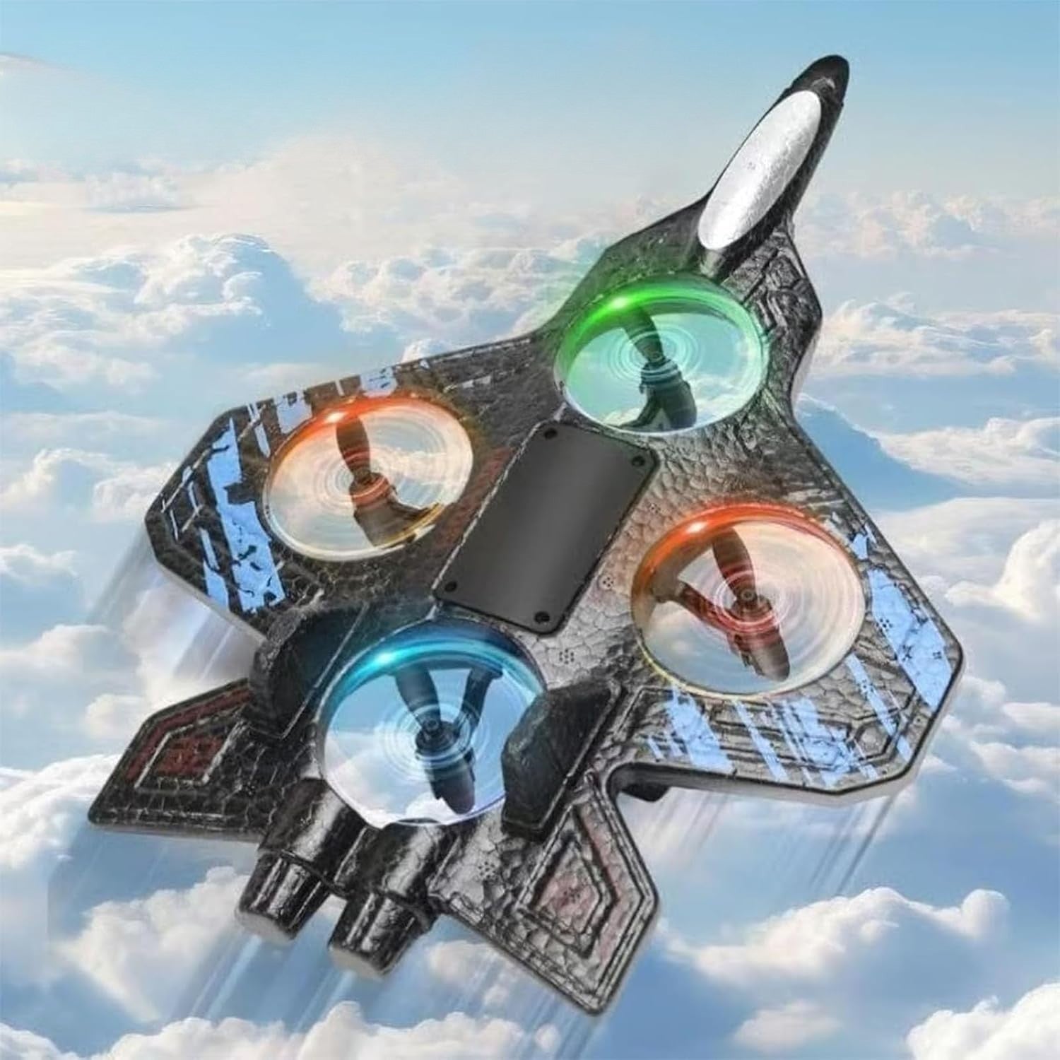 Avion de Lupta cu Telecomanda, Flippy, Tip Drona, din EVA (Spuma), cu Telecomanda, Incarcare USB, 2.4 GHz, Rotire 360°,