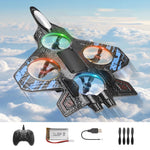 Avion de Lupta cu Telecomanda, Flippy, Tip Drona, din EVA (Spuma), cu Telecomanda, Incarcare USB, 2.4 GHz, Rotire 360°,